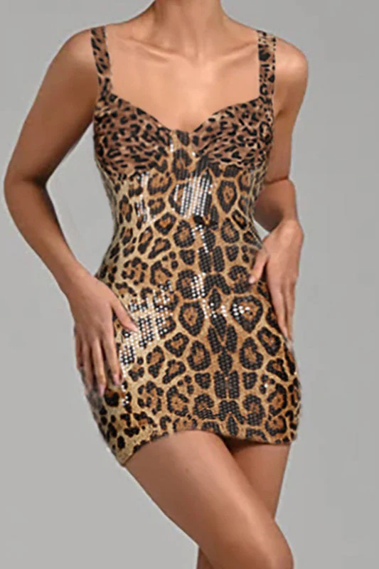 Sequin Leopard Strap Mini Dress - Image 2