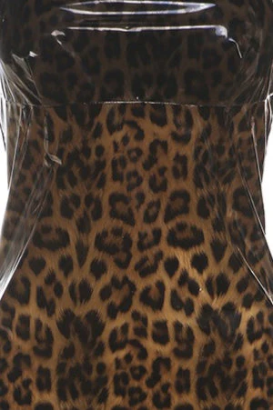 Strapless Leopard Patch Mini Dress - Image 3
