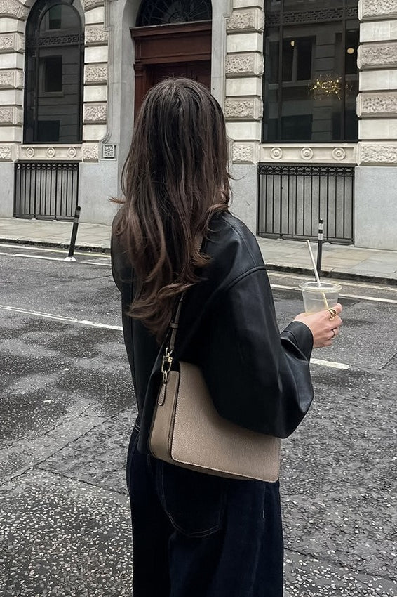 Chic Matte Leather Moto Jacket - Image 2