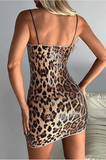 Glitter Leopard Strap Mini Dress - Image 3