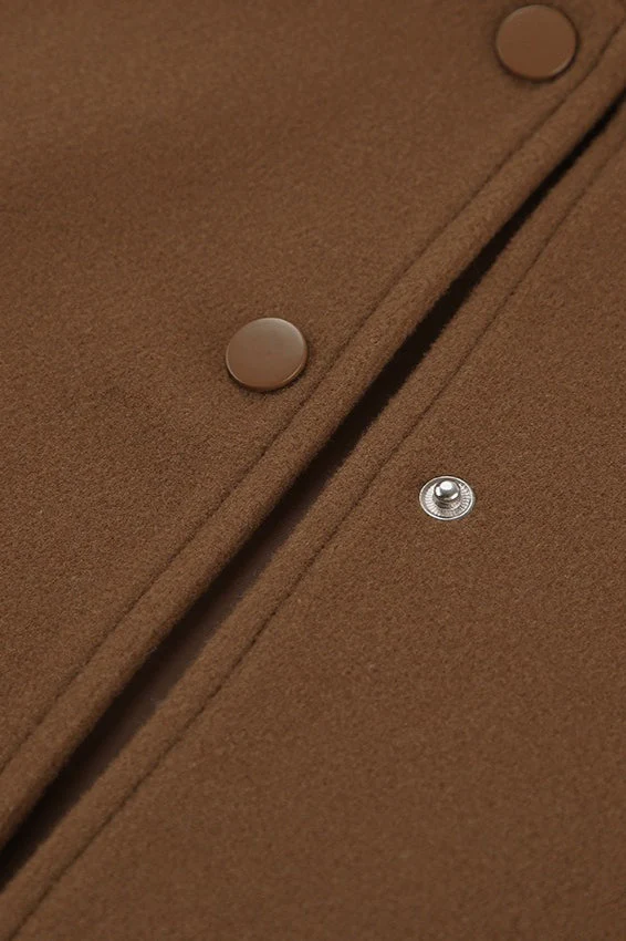 rown Woolen Stand Collar Jacket - Image 4