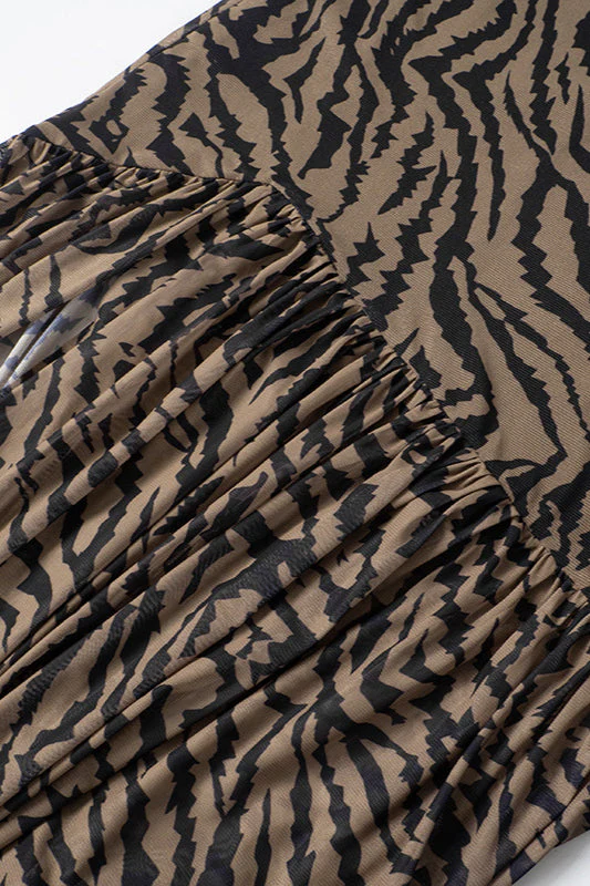Sexy Leopard Mesh Cutout Strapless Maxi Dress - Image 4