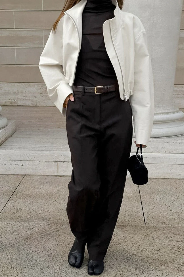 French Minimalist White Trench Jacket - Image 3