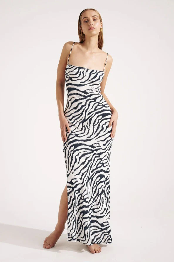 Sexy Zebra Slim Fit Spaghetti Strap Maxi Dress - Image 3