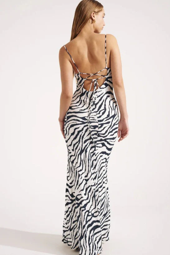 Sexy Zebra Slim Fit Spaghetti Strap Maxi Dress - Image 4