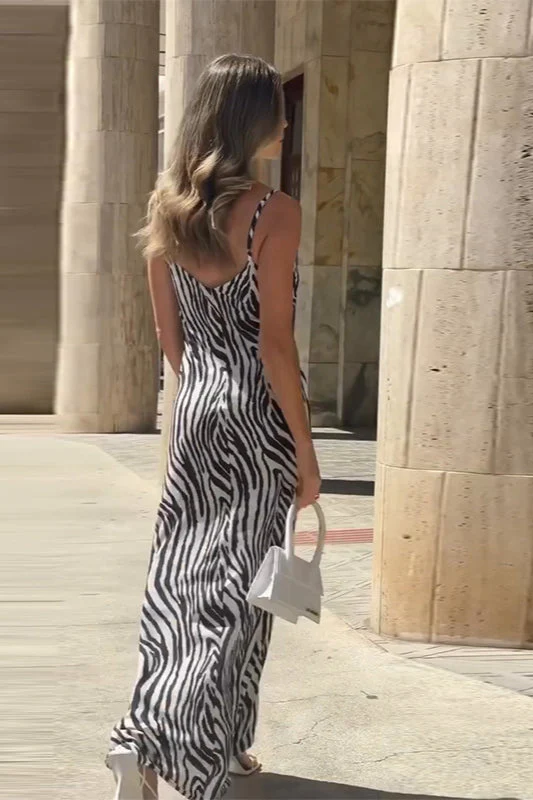 Sexy Zebra Print Slim Fit Maxi Dress - Image 3