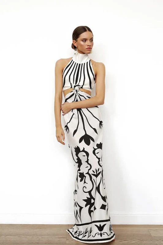 Sleeveless Print Cutout Slim Fit Maxi Dress - Image 2