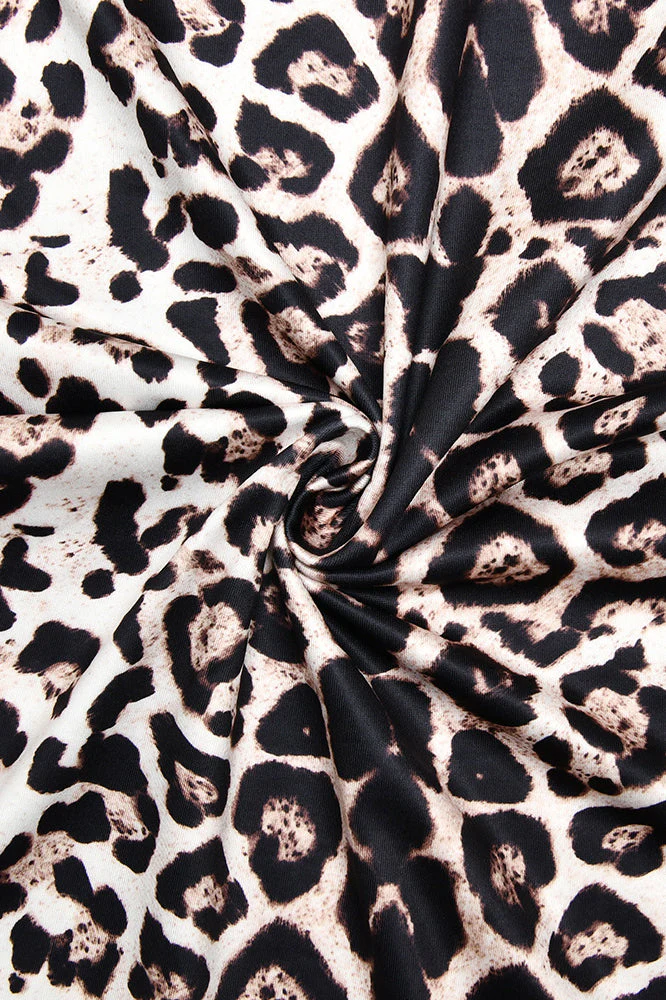 Elegant Leopard Mock Neck Bodycon Maxi Dress - Image 5
