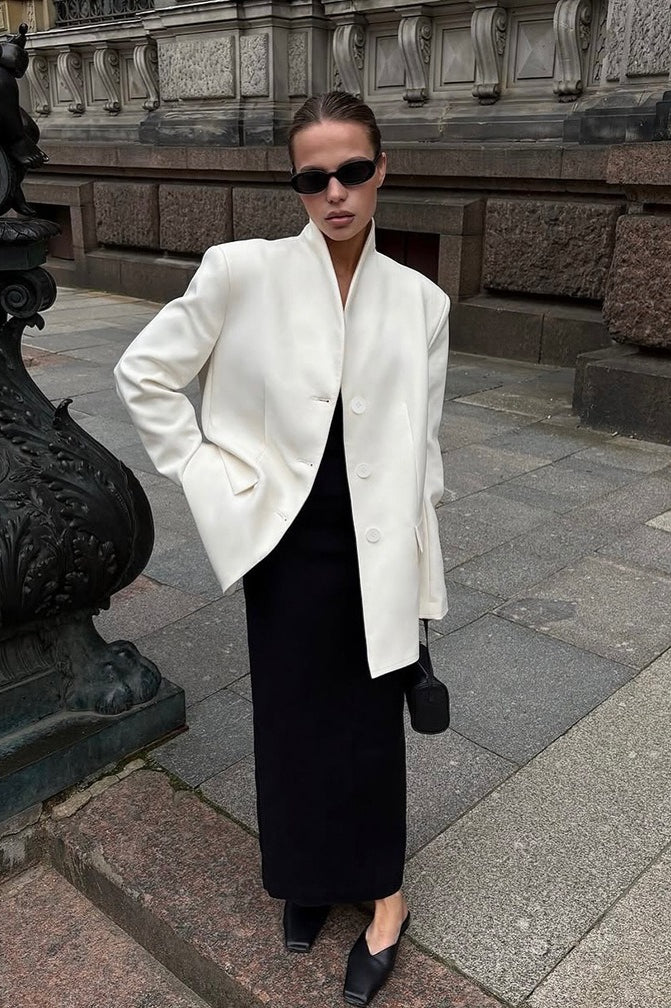 Minimalist V-neck Blazer Jacket - Image 5