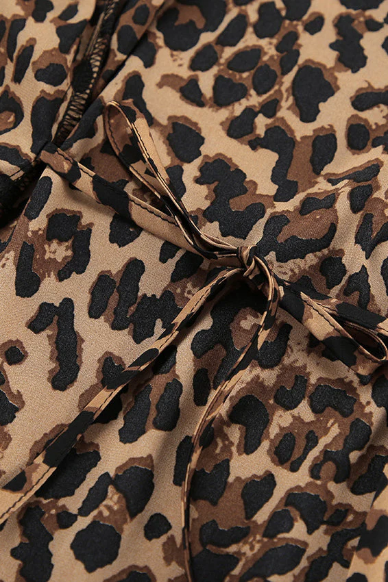 Stylish Leopard V Neck Slit Maxi Dress - Image 4