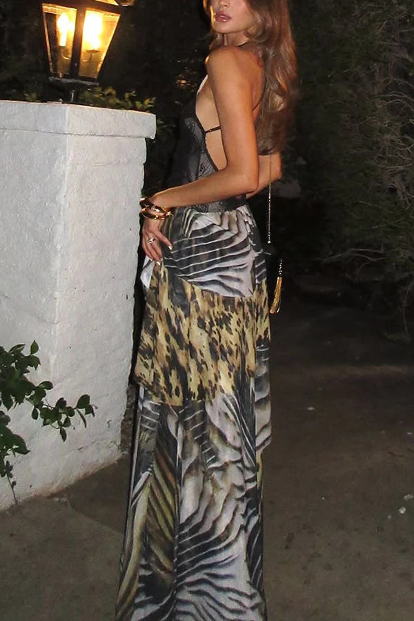 Slim Fit Lace Backless Slit Maxi Dress - Image 3