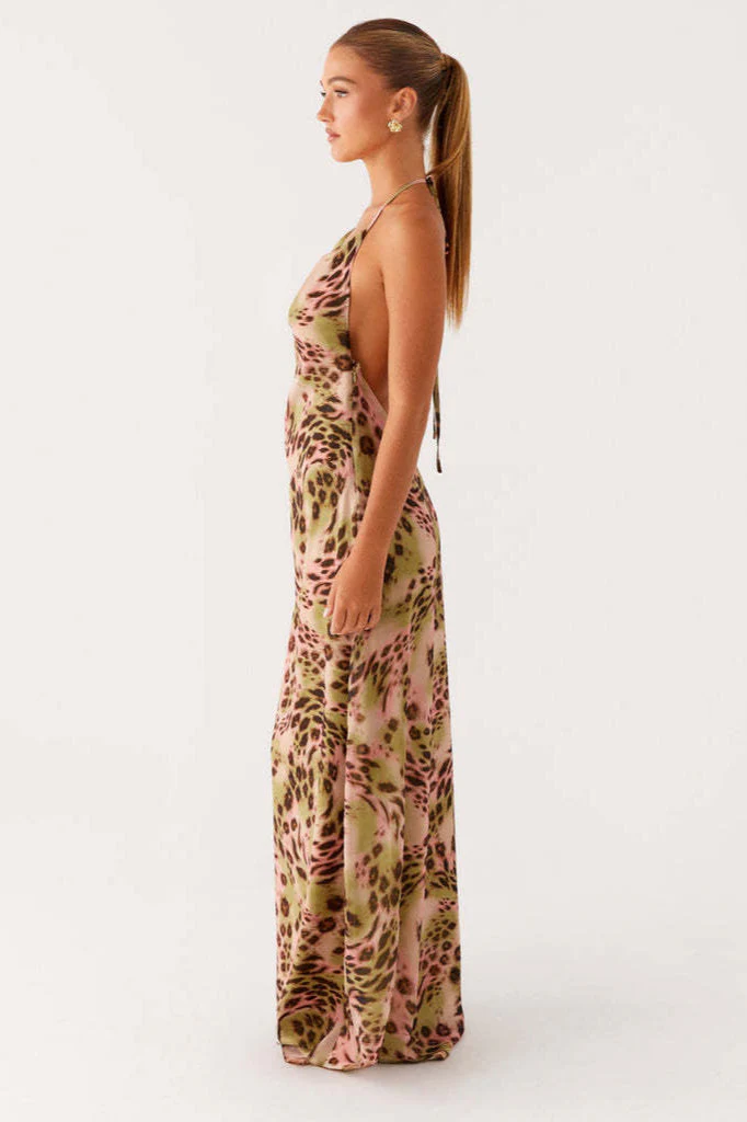 Street Style Leopard V Neck Maxi Dress - Image 4