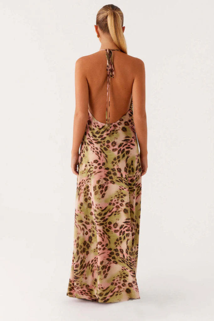 Street Style Leopard V Neck Maxi Dress - Image 5