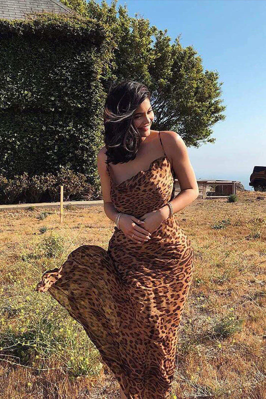 Sexy Leopard Spaghetti Strap Backless Maxi Dress - Image 3