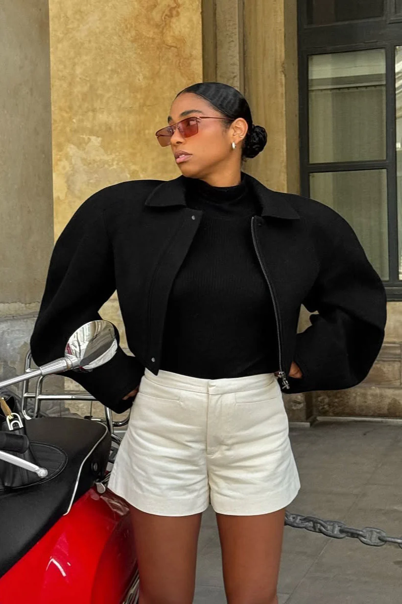 Chic Wool Zip Front Jacket - Image 2
