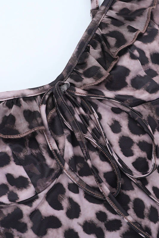 Leopard Ruffled V Neck Cami Maxi Dress - Image 5