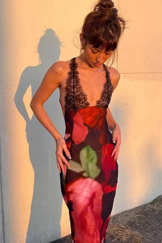 Lace Spaghetti Strap Holiday Maxi Dress - Image 5