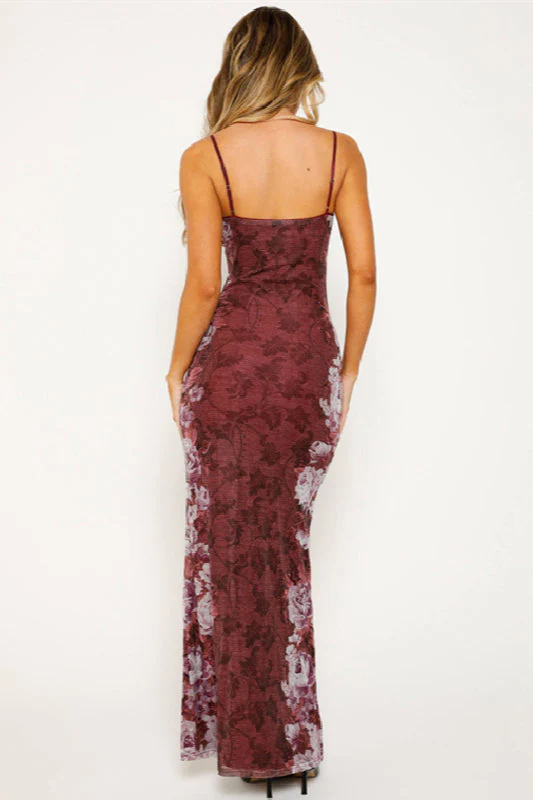 Vintage Print Cami Evening Maxi Dress - Image 3