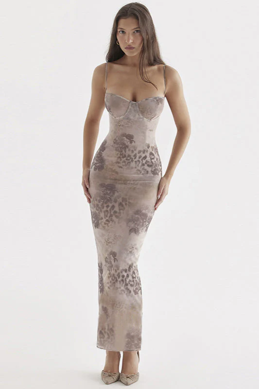 Sexy Printed Slim Fit Cami Maxi Dress - Image 3