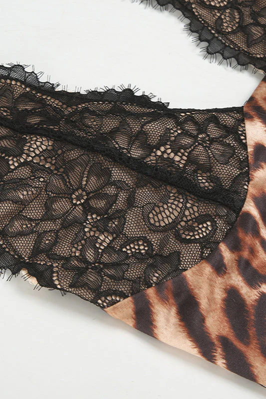 Leopard Lace Halter Backless Mini Dress - Image 5