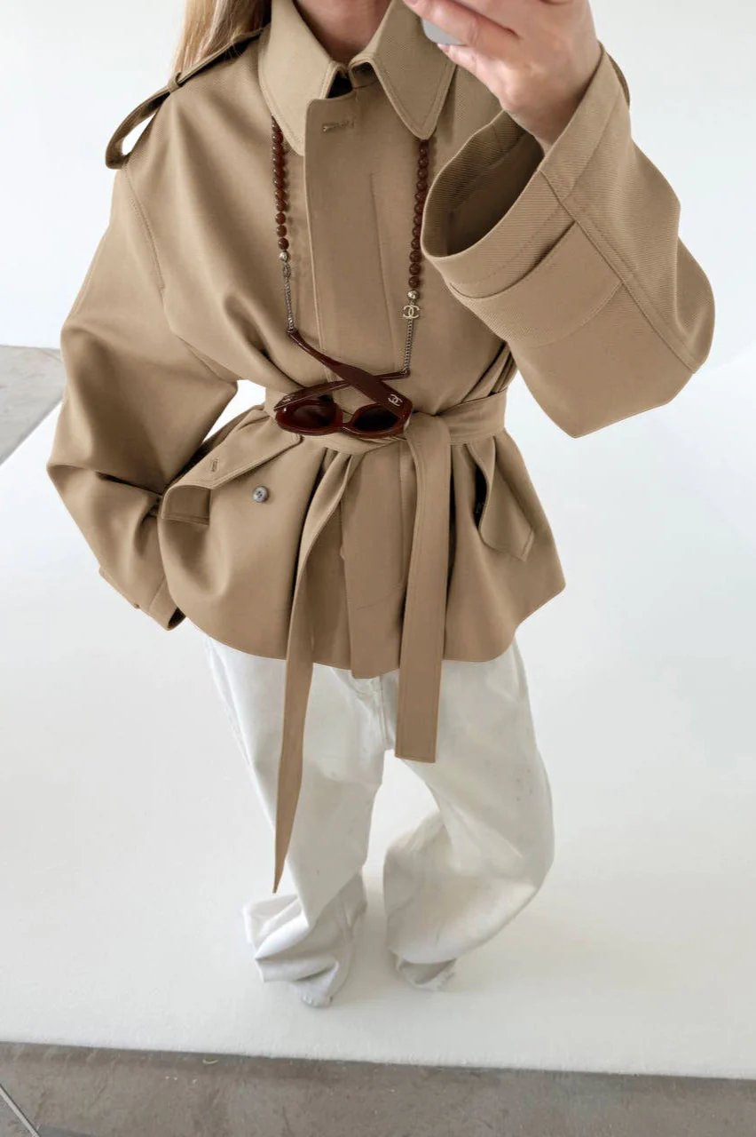 Lapel Faux Suede Drape Jacket - Image 5