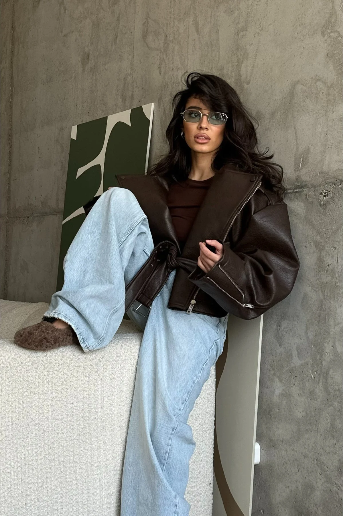 Vintage Cropped Leather Jacket - Image 4