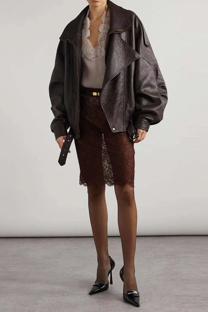 Vintage Genuine Leather Moto Jacket - Image 3