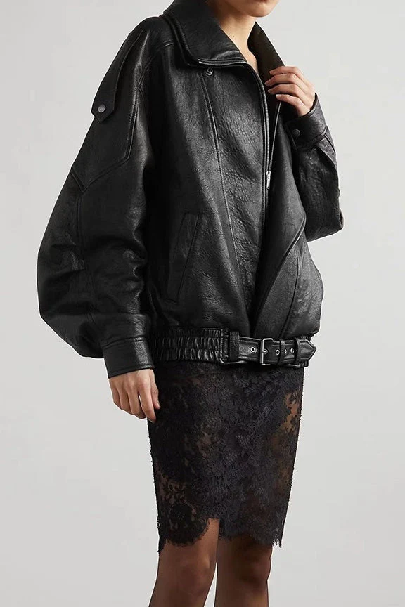 Vintage Genuine Leather Moto Jacket - Image 4