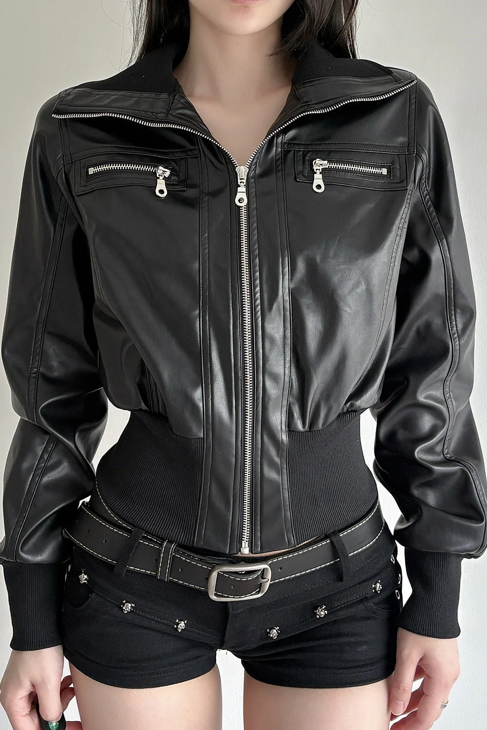 Vintage Waist Cinch Leather Jacket - Image 2