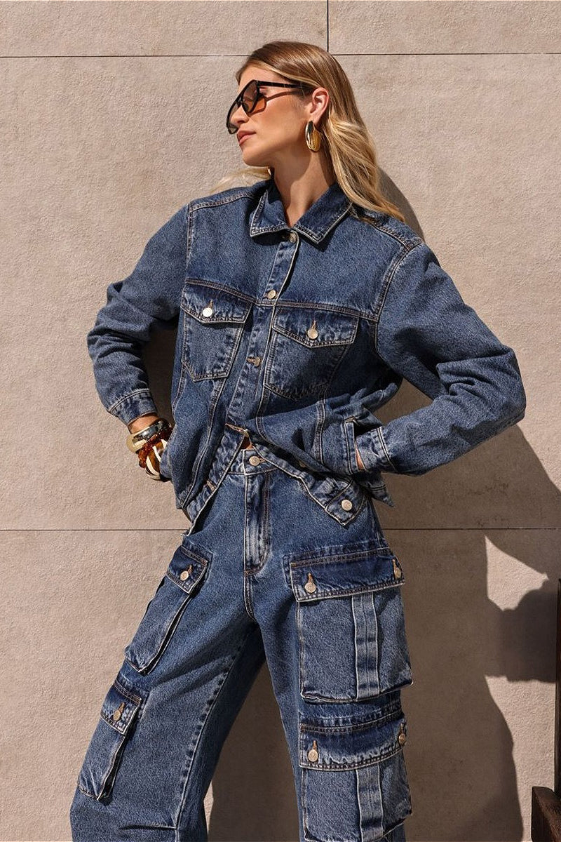 Vintage Classic Collared Denim Jacket - Image 2