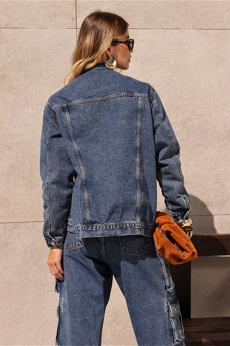 Vintage Classic Collared Denim Jacket - Image 3