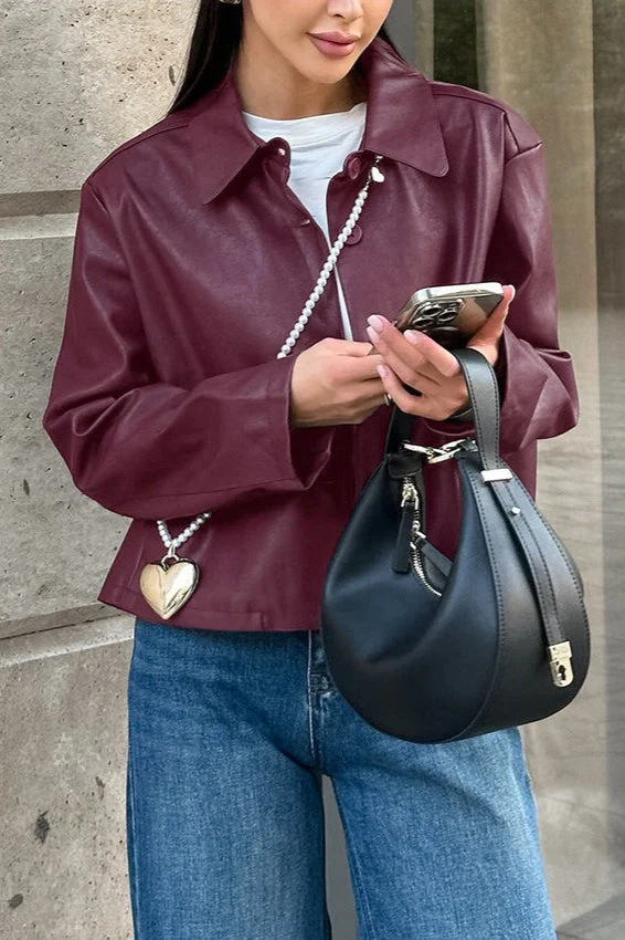 Vintage Loose Fit PU Leather Jacket - Image 2