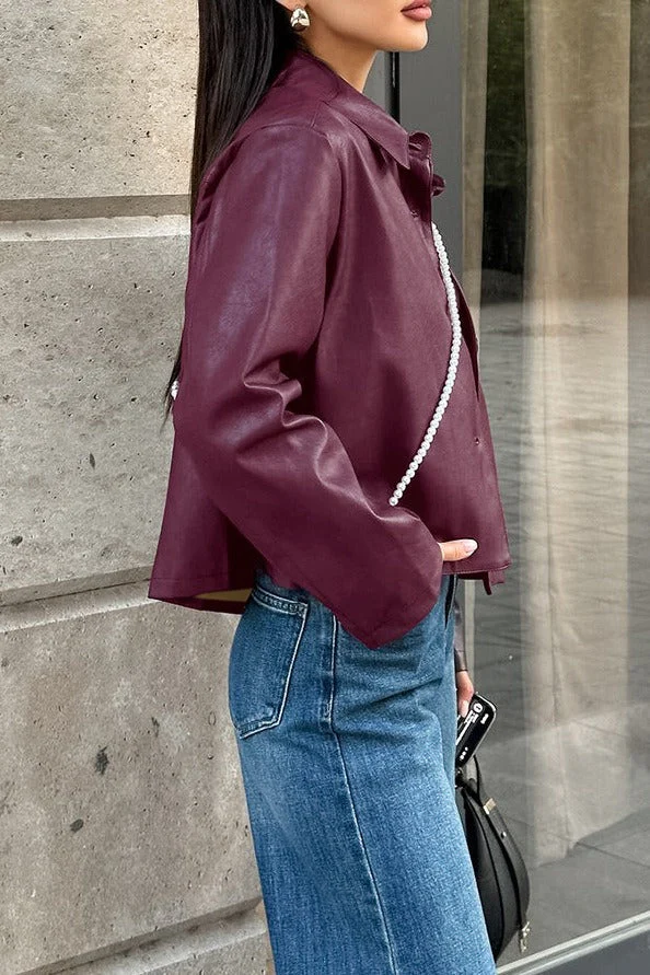 Vintage Loose Fit PU Leather Jacket - Image 3