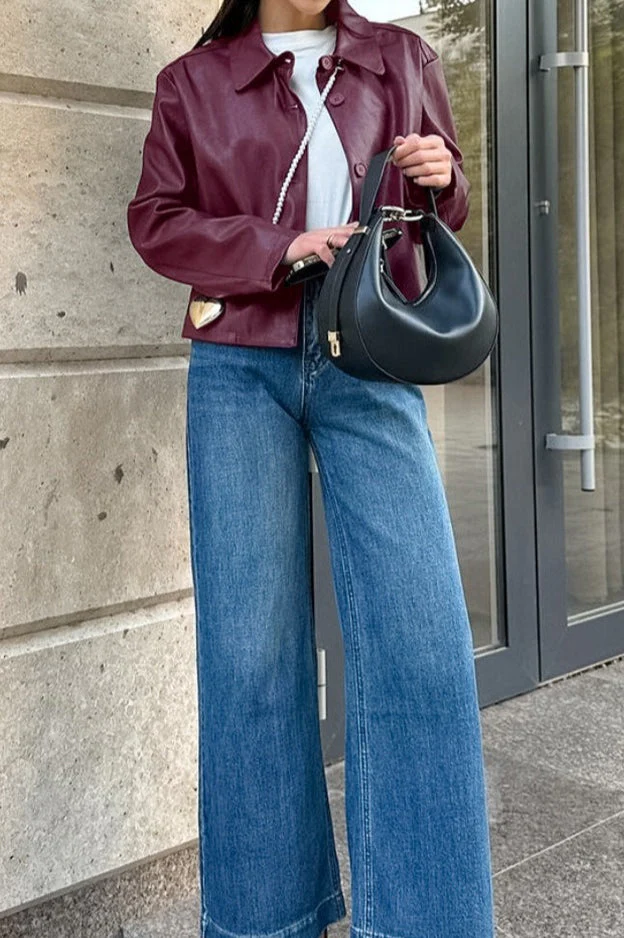 Vintage Loose Fit PU Leather Jacket - Image 4
