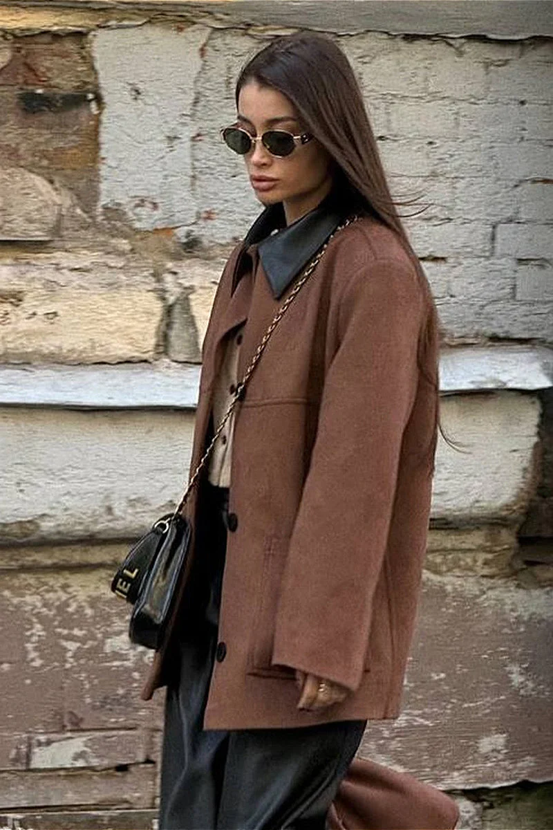 Vintage Suede Collar Contrast Jacket - Image 4