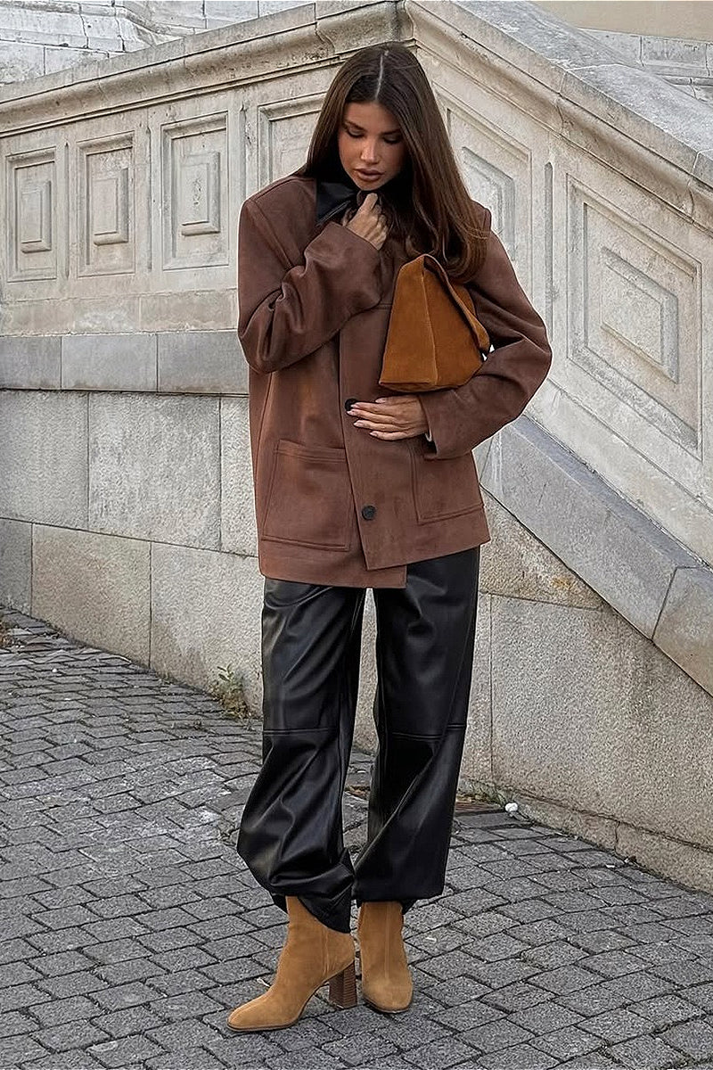 Vintage Suede Collar Contrast Jacket - Image 5