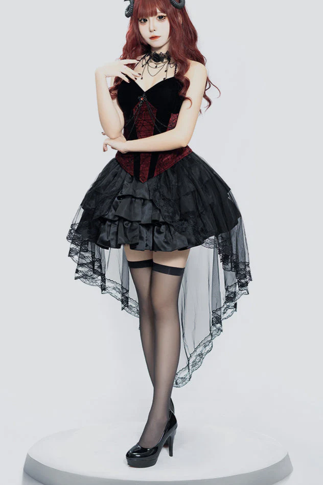Irregular Mesh Slip Gothic Dress - Image 2