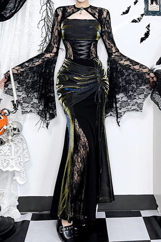 Asymmetrical Lace Gothic Dress - Image 2
