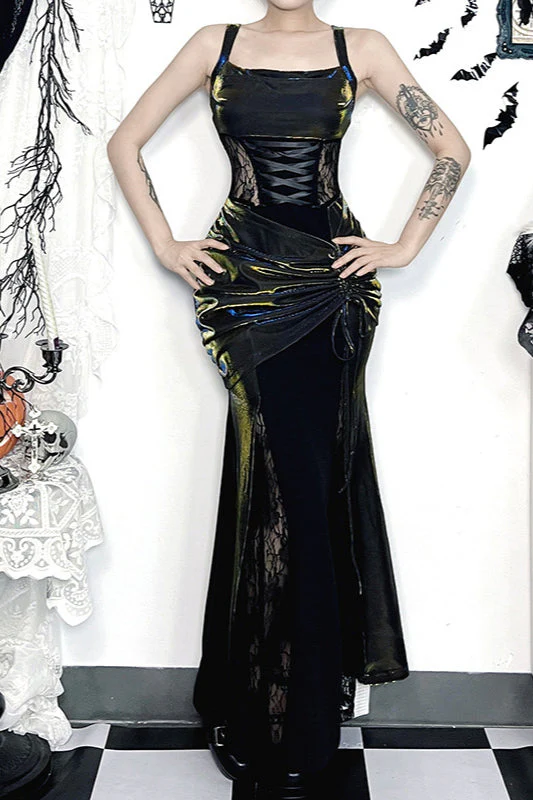 Asymmetrical Lace Gothic Dress - Image 3
