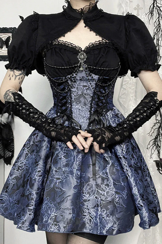 Halloween Two-Tone Jacquard Gothic Dress - Image 2