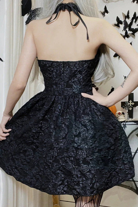 Ruffled Cross Neck Gothic Dress - Image 2