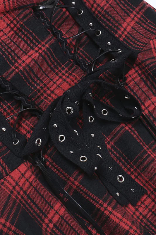 Lace-Up Waist Mini Gothic Dress - Image 4