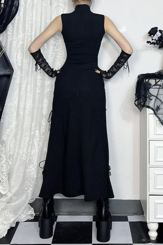 Metal Strap Sheer Gothic Dress - Image 4