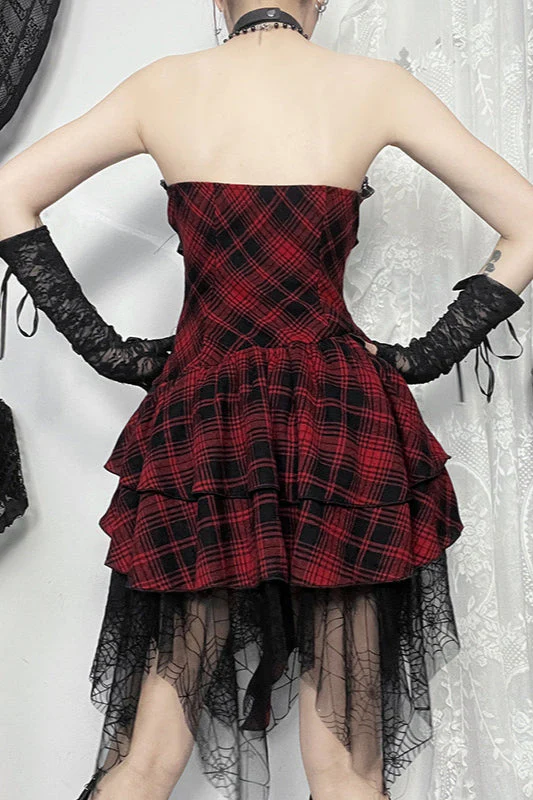 Slim Check Bodycon Gothic Dress - Image 3