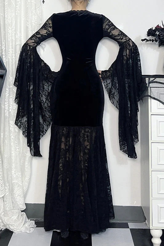 Lace Velvet Batwing Gothic Dress - Image 3