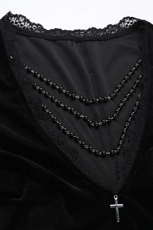 Lace Velvet Batwing Gothic Dress - Image 4