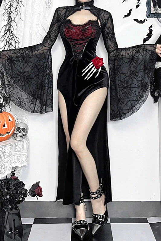 Sheer Spiderweb Gothic Dress - Image 2