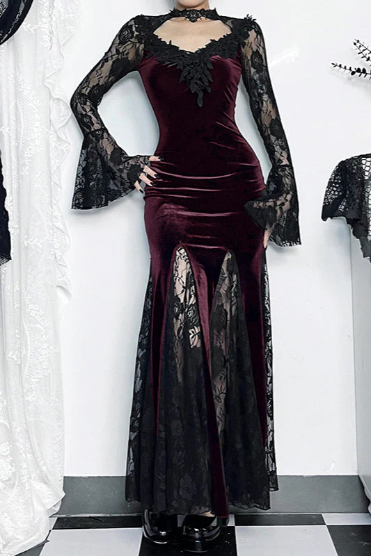 Dark Lace Curve Gothic Dress - Image 2
