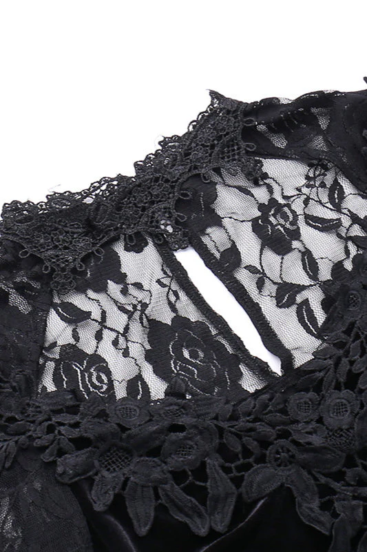 Dark Lace Curve Gothic Dress - Image 4
