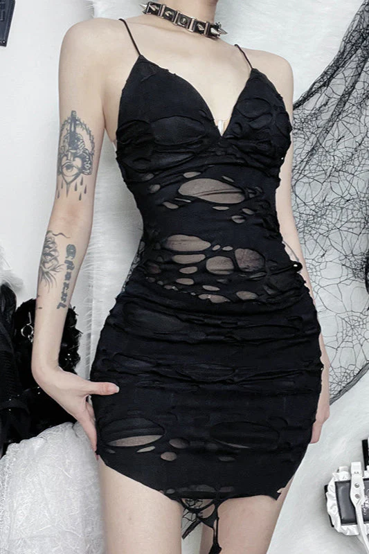 Distressed Strap Gothic Dress - Image 2